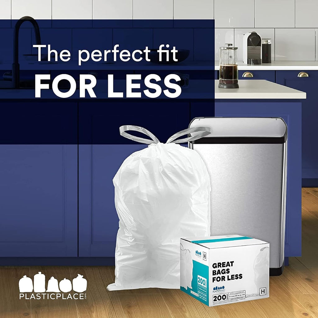White 8-9 Gallon Drawstring Trash Bags, 100 Count T197370