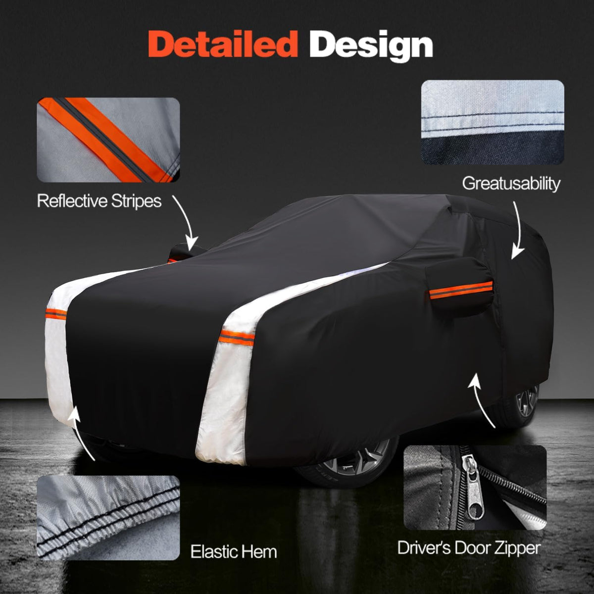 Truck Cover with Camper Shell Topper, Waterproof All Weather with Door Zipper J6489
