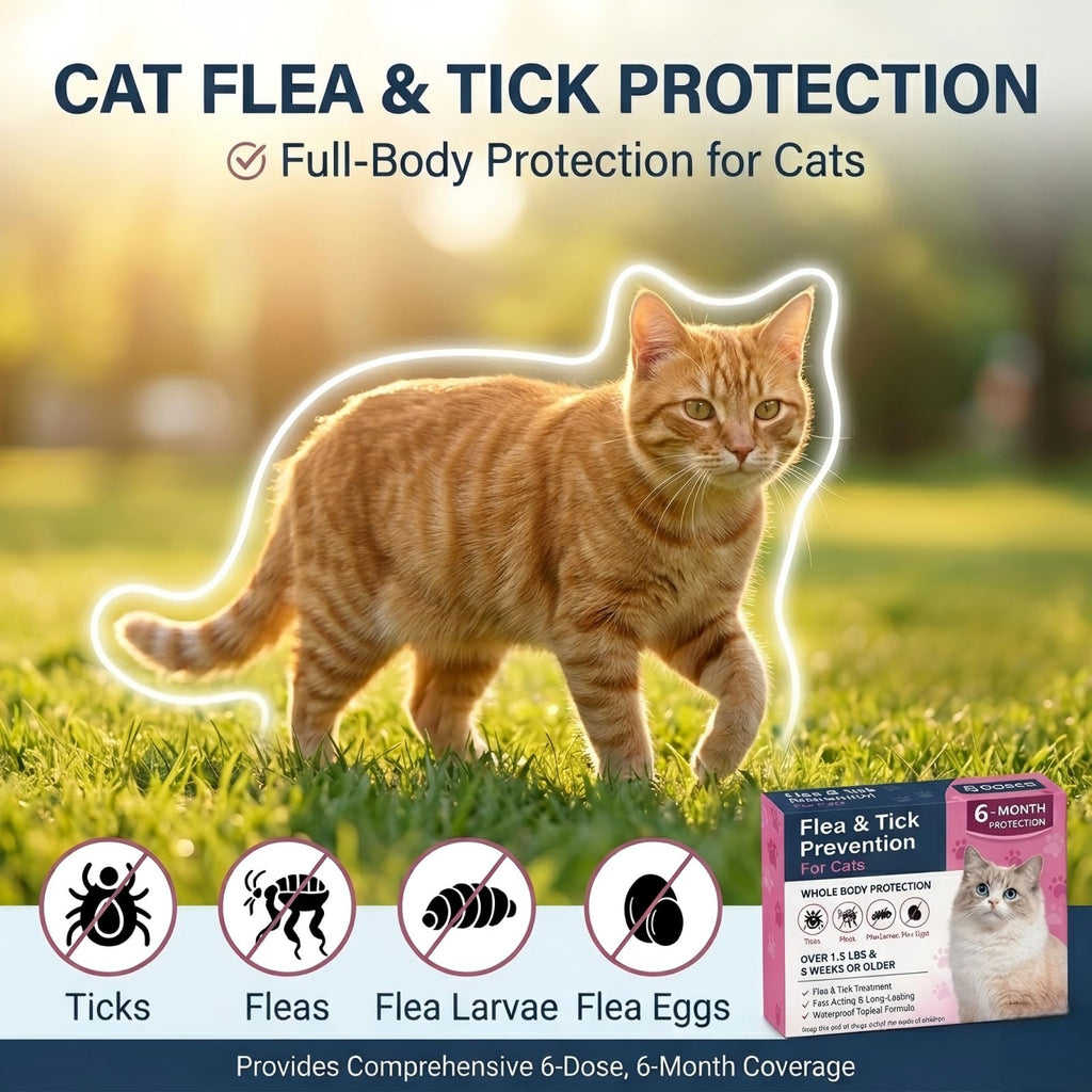 Topical Flea & Tick Cat Dewormer 6 Doses V38625
