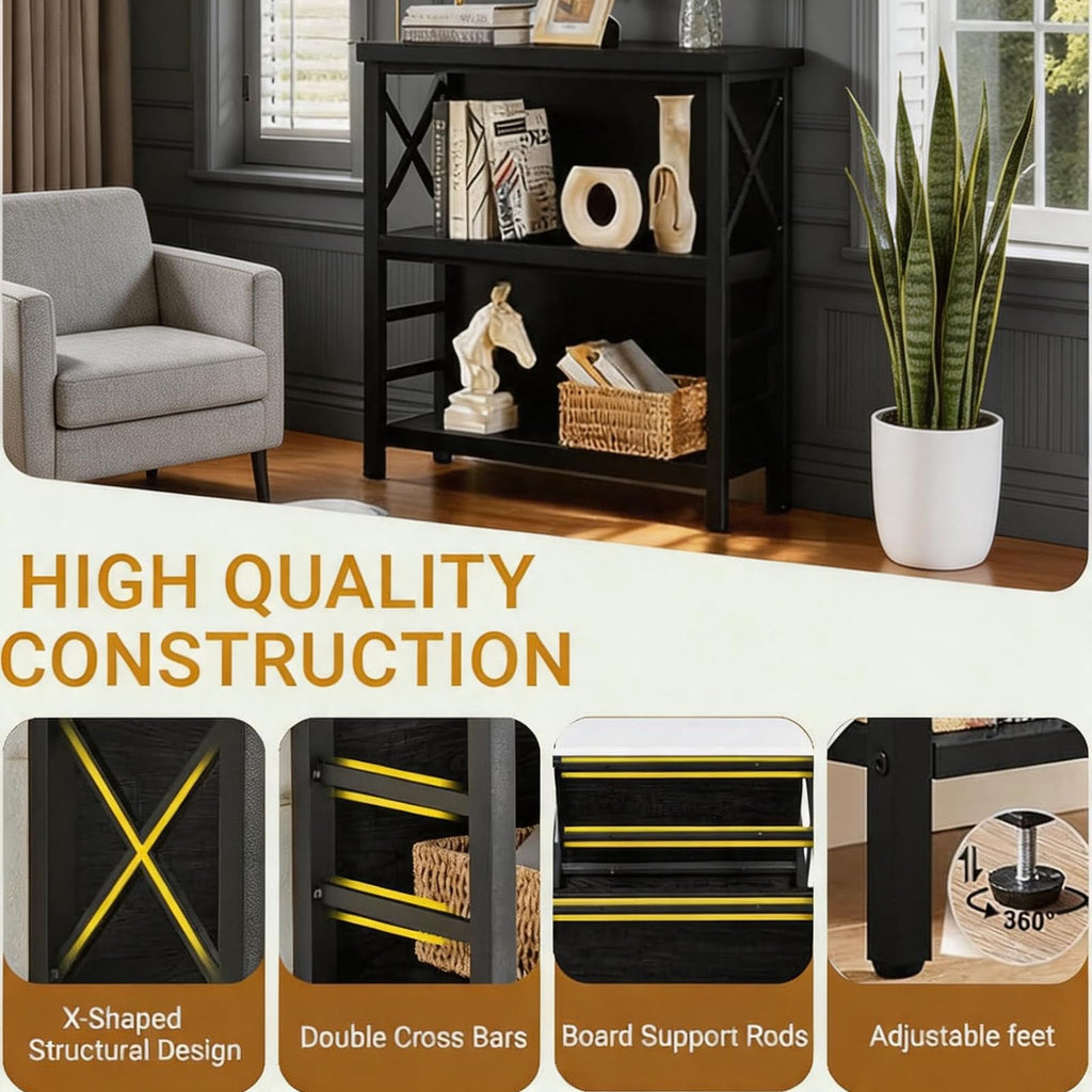 Black 3-Tier Metal Bookshelf P109