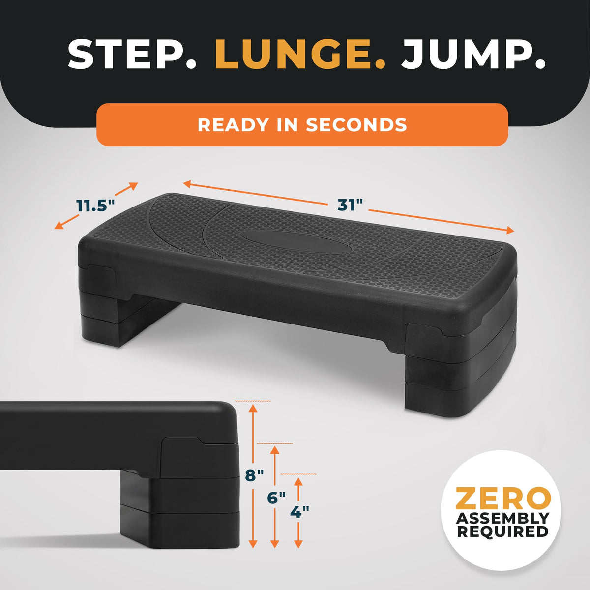 31-inch Aerobic Step Platform with 3 Adjustable Risers W347803