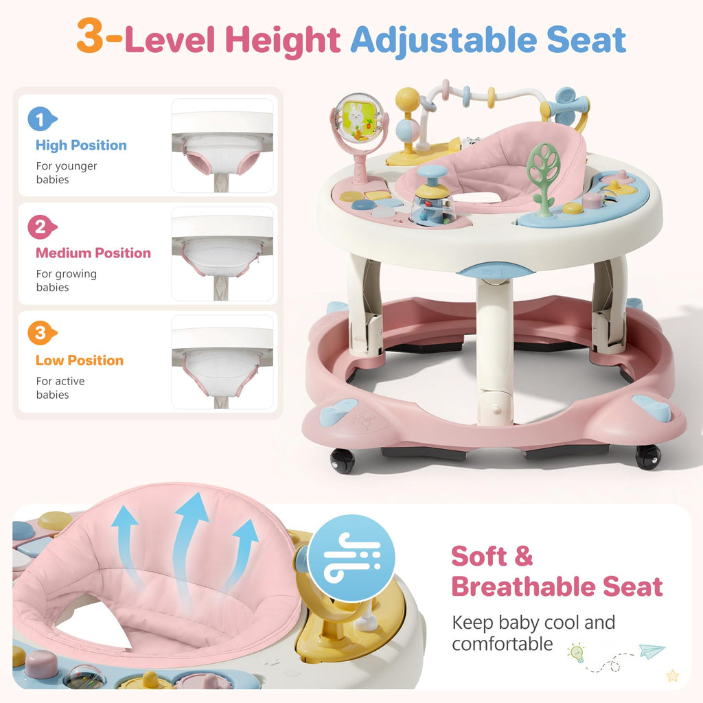 Foldable Baby Walker with Wheels and Rotating Seat E8137