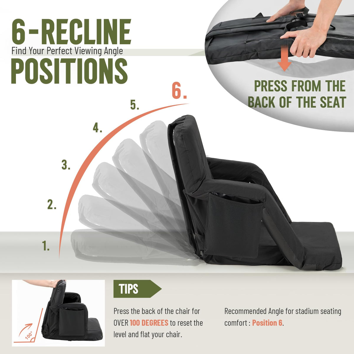 Stadium Seat with Back Support and Armrests, 2-Pack U299