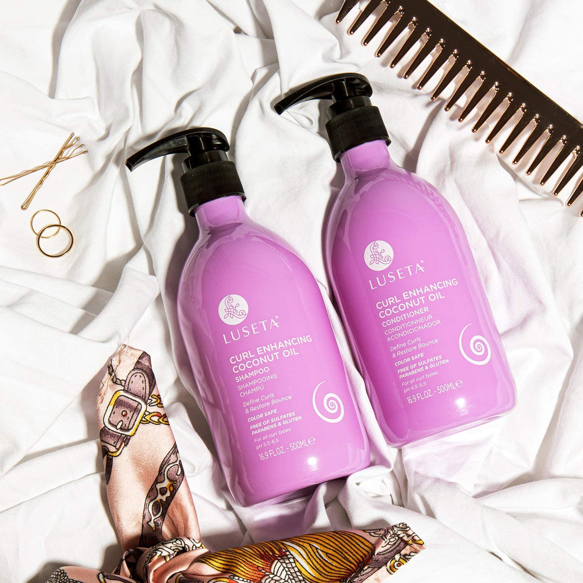 Curly Hair Shampoo and Conditioner Set with Biotin Hair Oil G9671