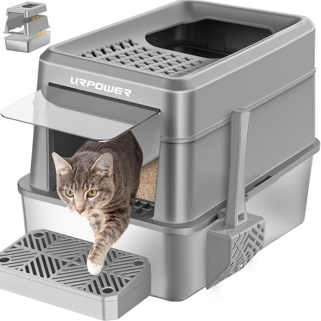 Extra Large Stainless Steel Litter Box with Lid T21202