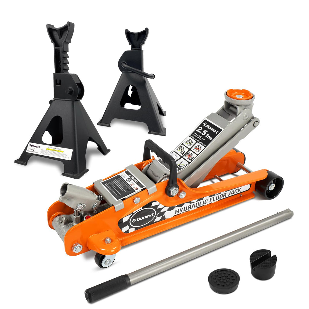 2.5 Ton Steel Floor Jack and 3 Ton Black Jack Stands L946