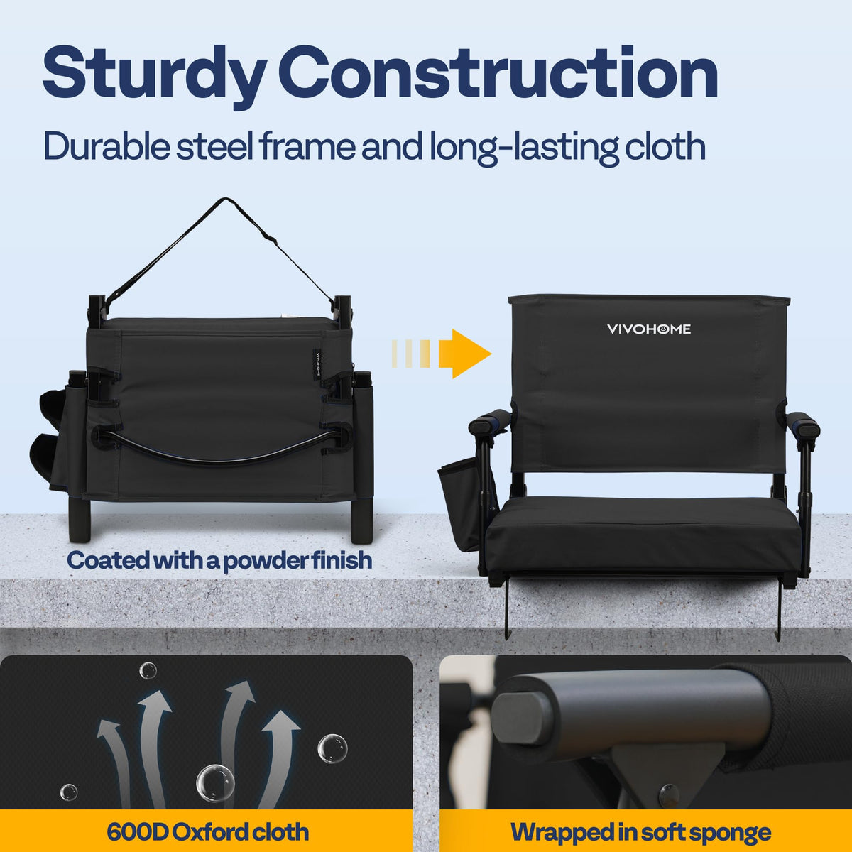Stadium Seat with Back Support and 2.8" Cushion X42569