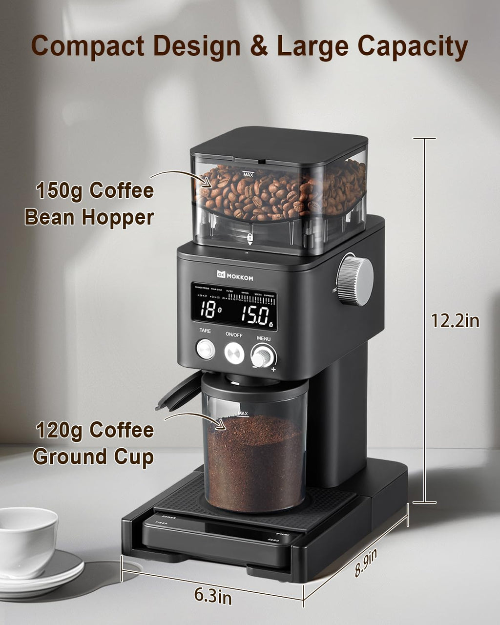 Electric Conical Burr Coffee Grinder with Scale S775557
