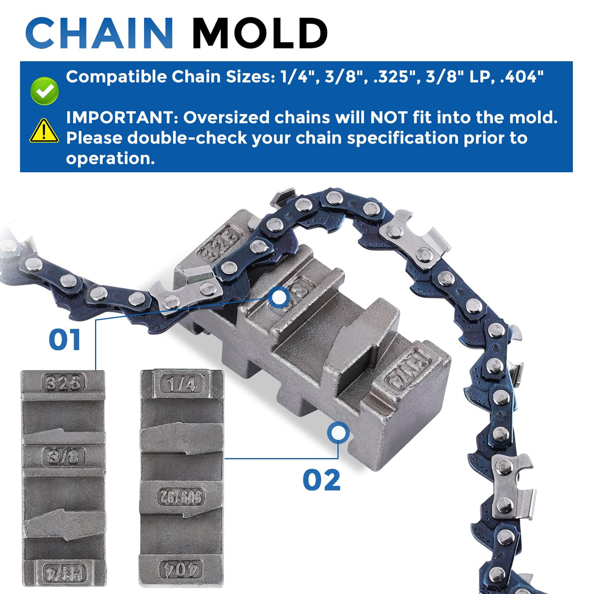 Chainsaw Chain Breaker Repair Tool with Two Punches and One Base A380001