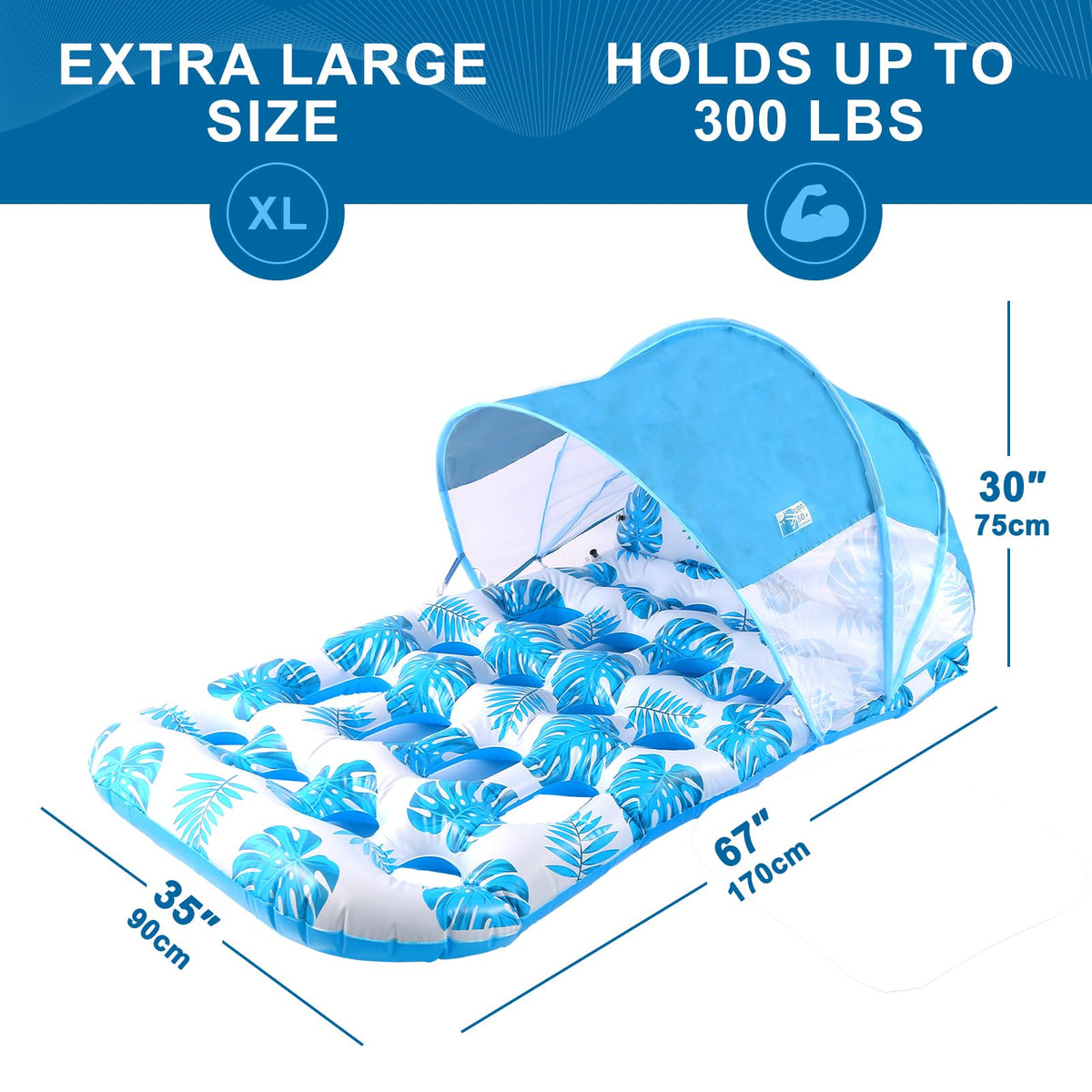 Inflatable Pool Float with UPF 50+ Sunshade Canopy N2694