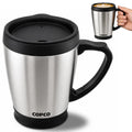 Double Wall Stainless Steel Coffee Mug with Lid 16 Oz Silver D696856