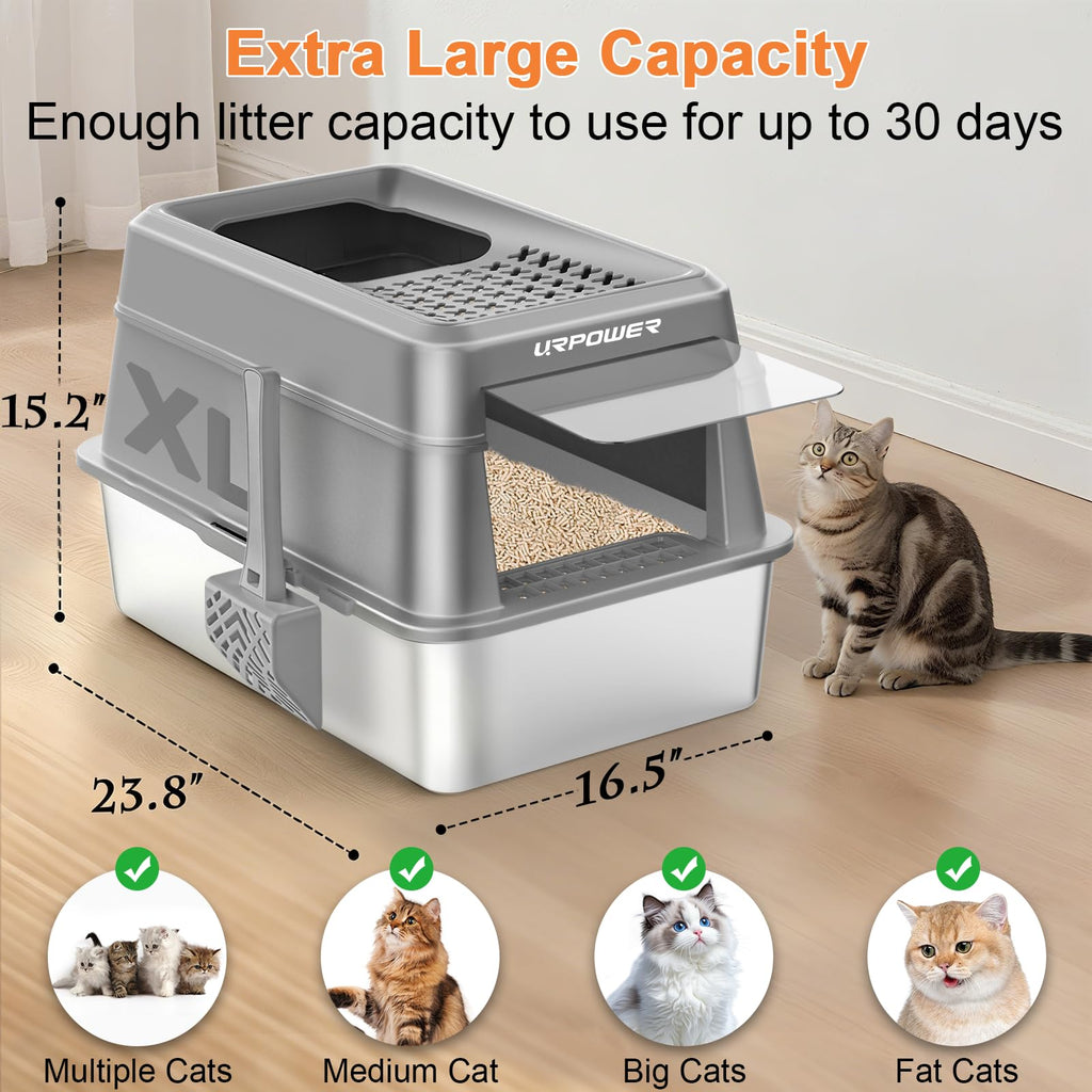 Extra Large Stainless Steel Litter Box with Lid T21202