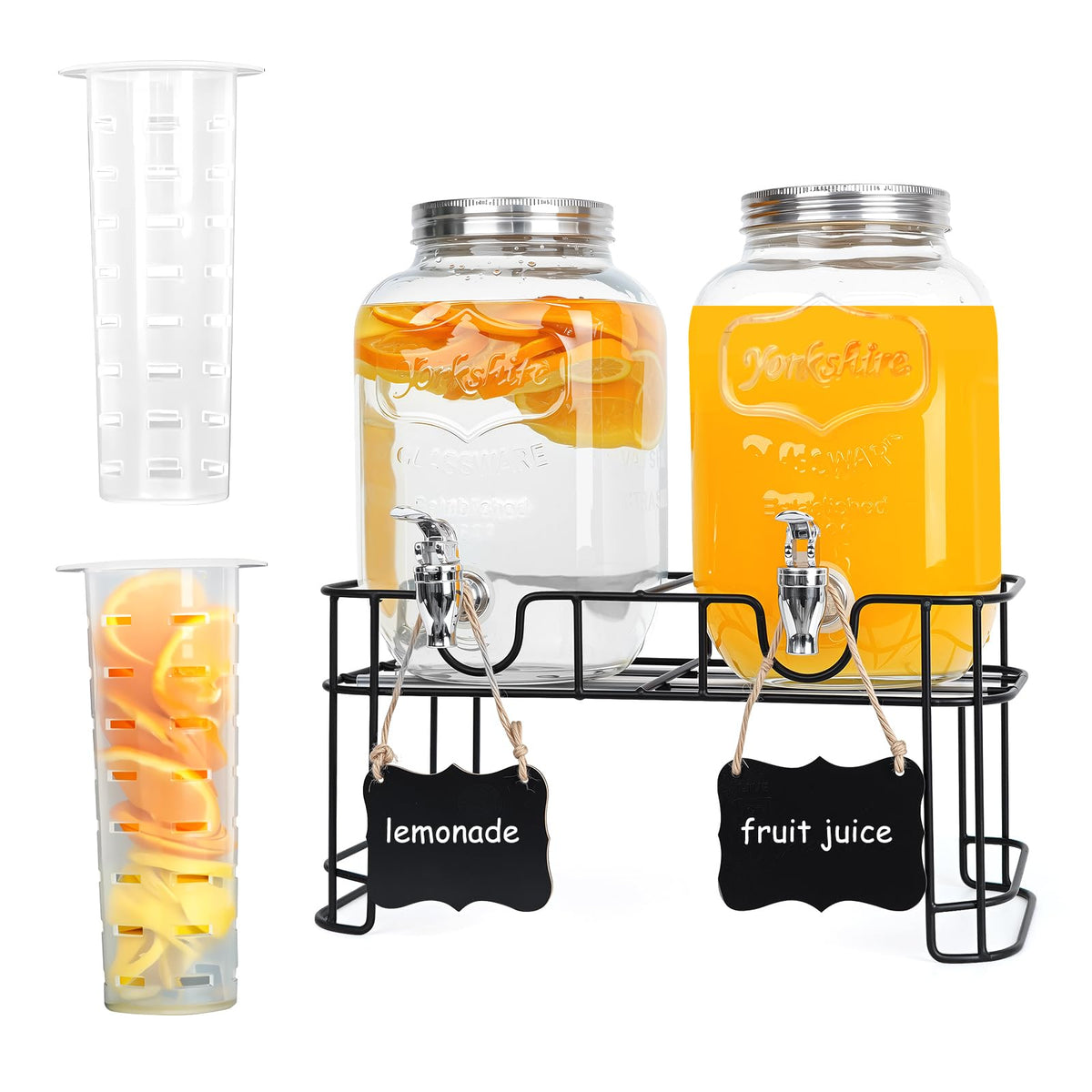 2 Pack 1 Gallon Glass Drink Dispensers G855
