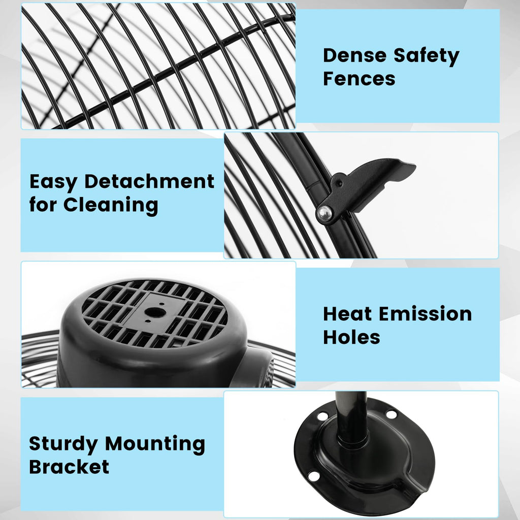 20 Inch 3-Speed Oscillating Metal Wall Fan Q7624