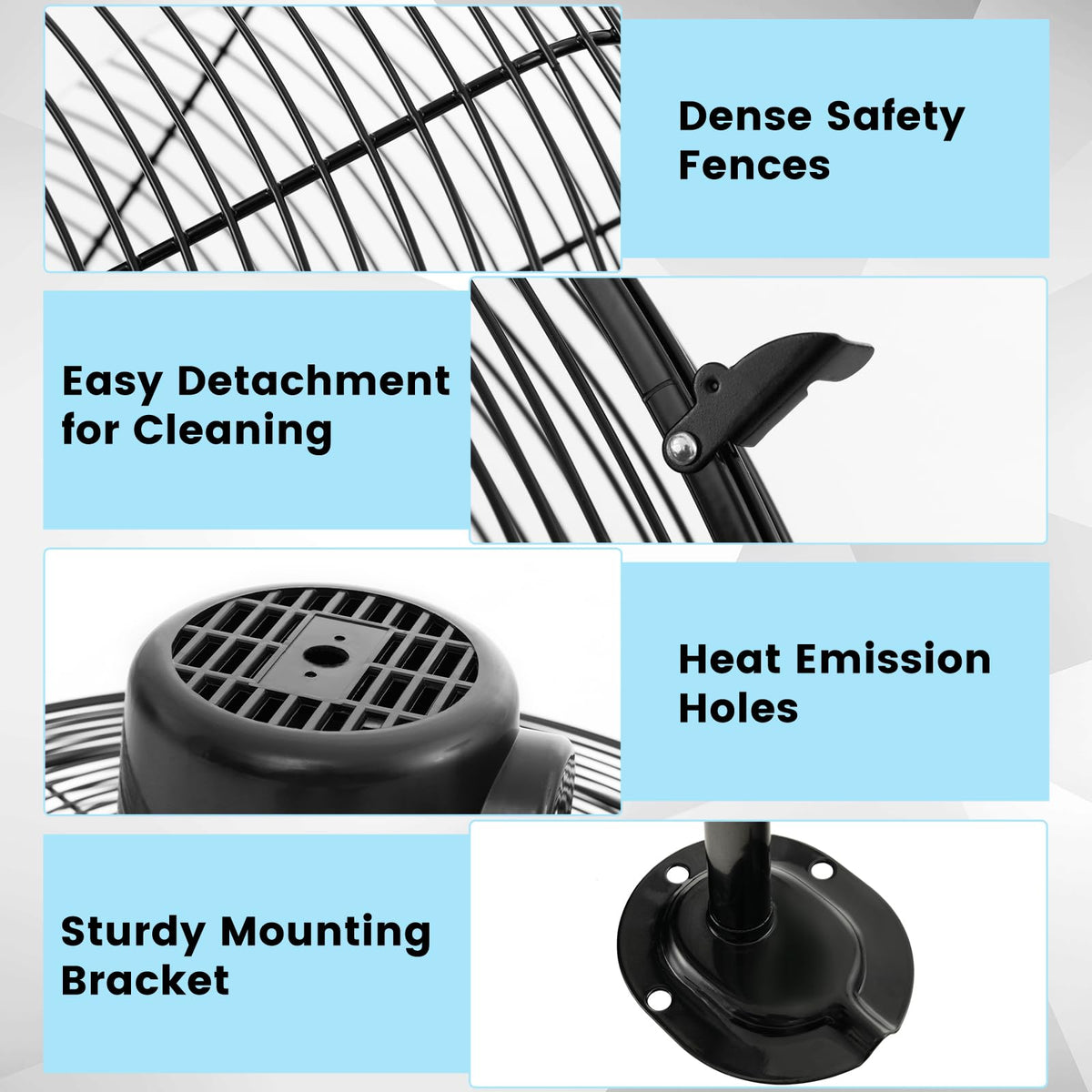 20 Inch 3-Speed Oscillating Metal Wall Fan Q7624