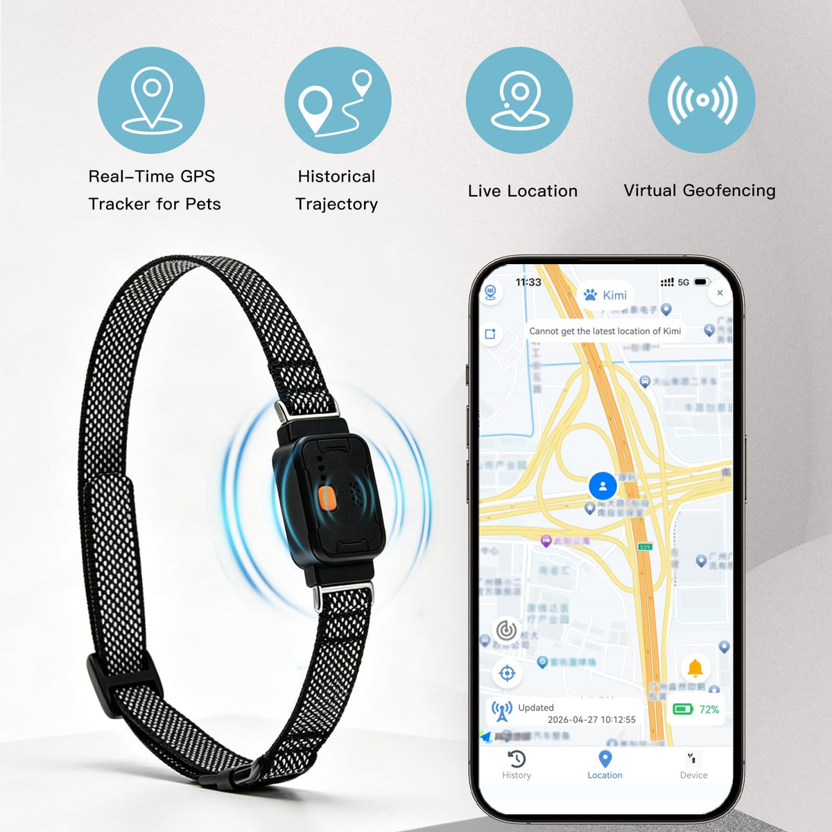 GPS Dog Collar & Pet Tracker Black L255653