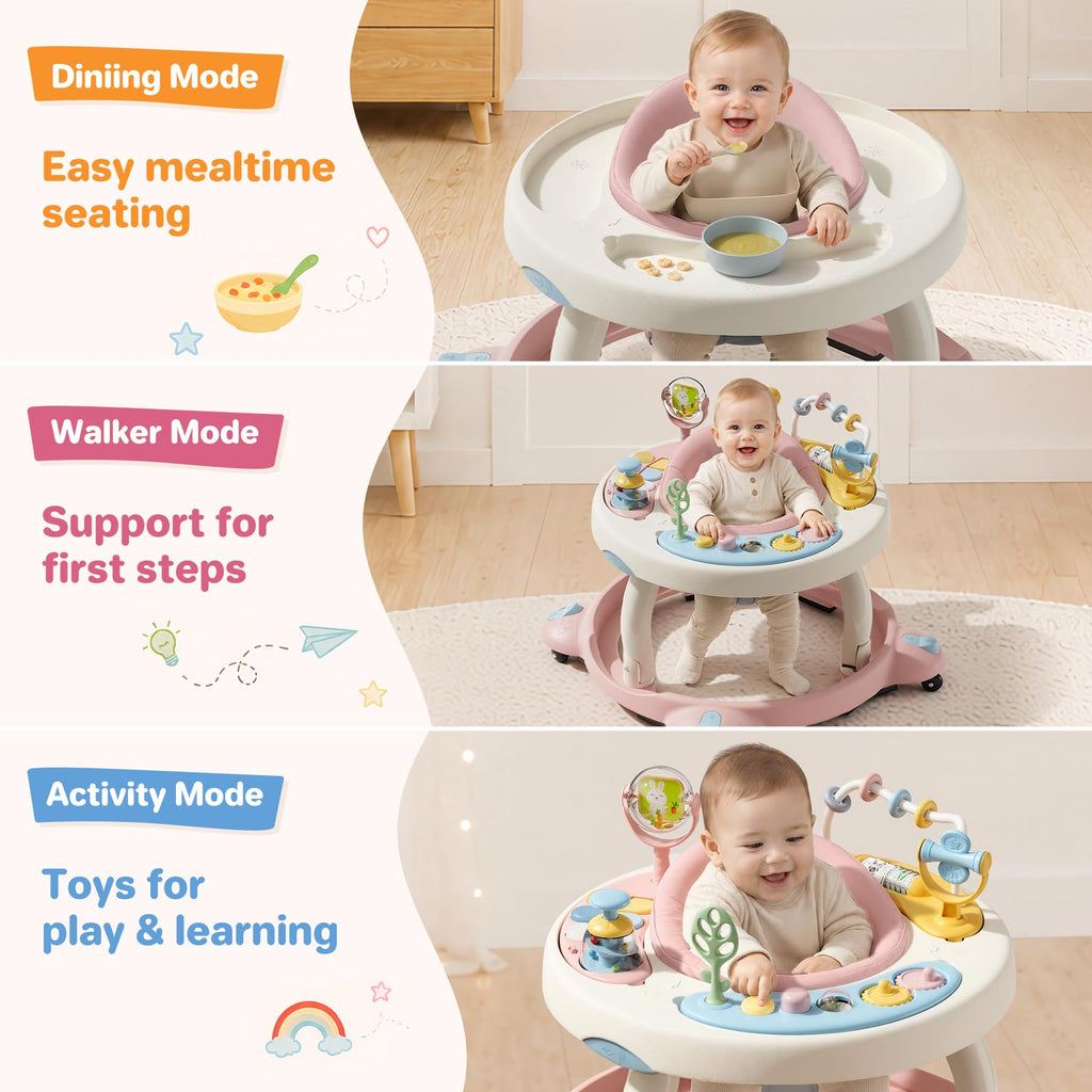 Foldable Baby Walker with Wheels and Rotating Seat E8137