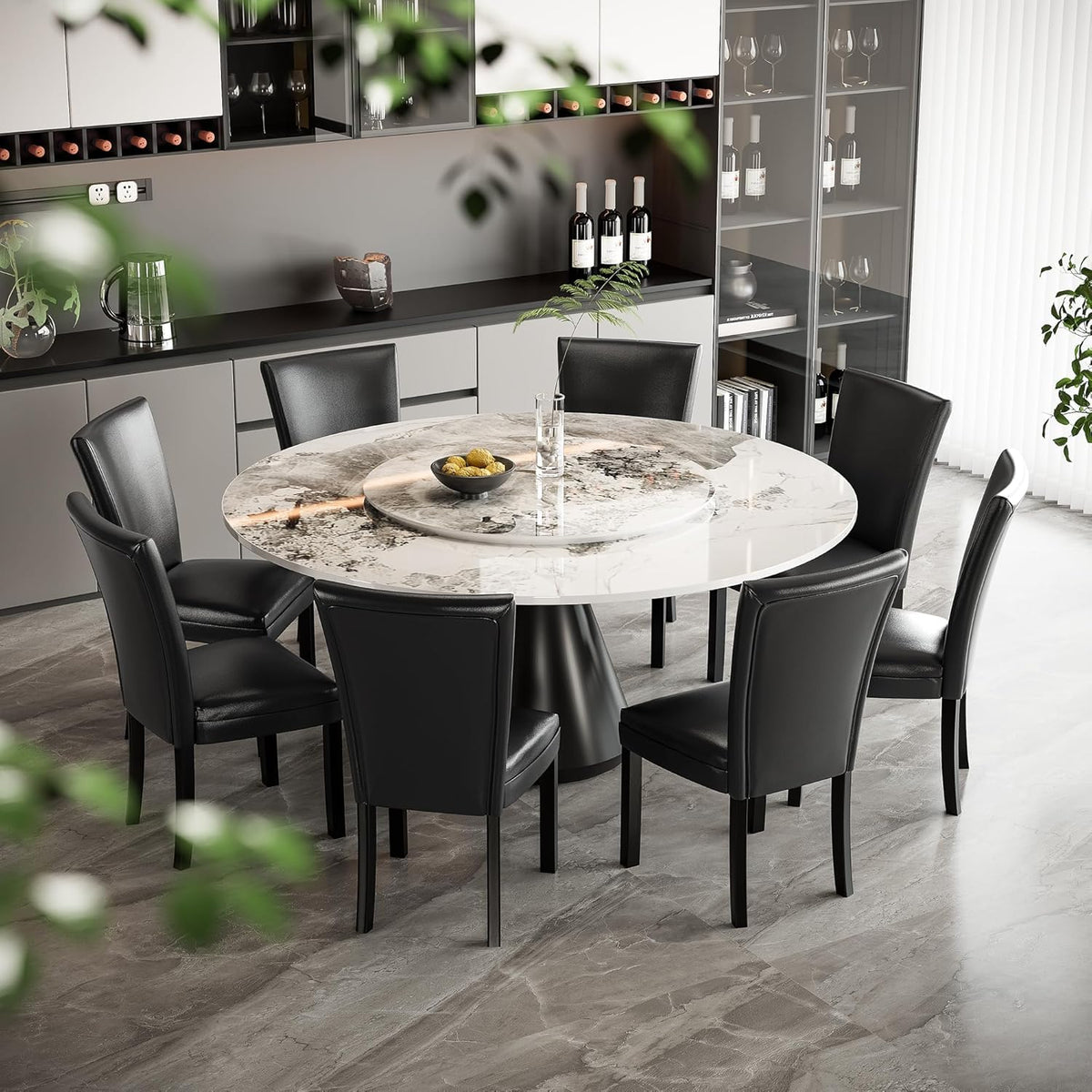 Set of 2 Black Faux Leather Dining Chairs A4290