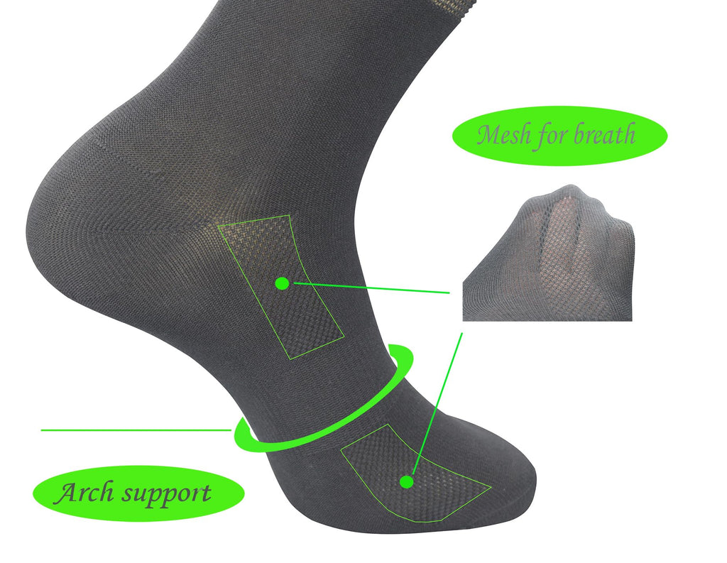 Men's 6 Pairs Bamboo Rayon Breathable Mid-Calf Socks with Arch Support T727