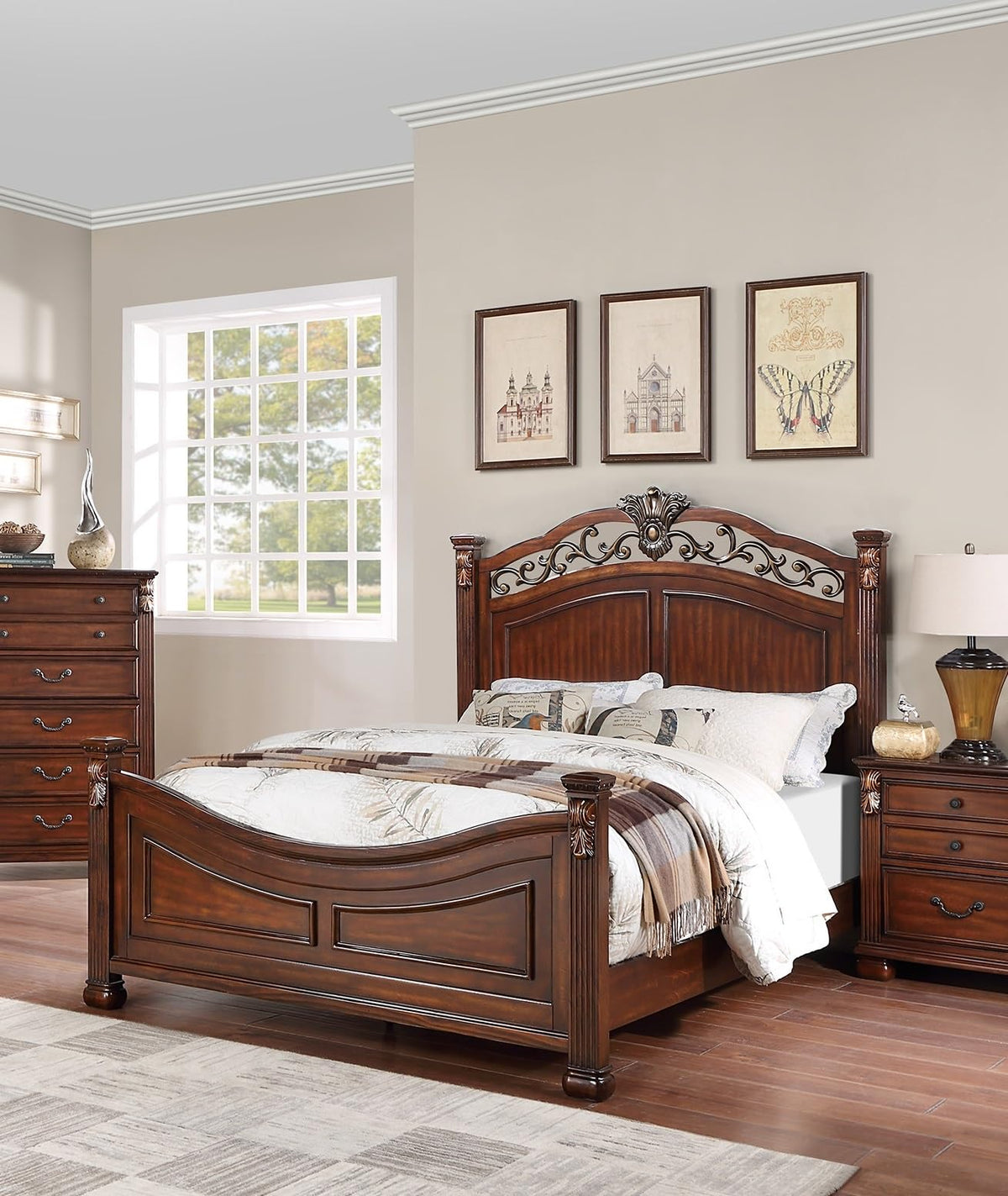 California King Size Bed with Headboard and Footboard L748579