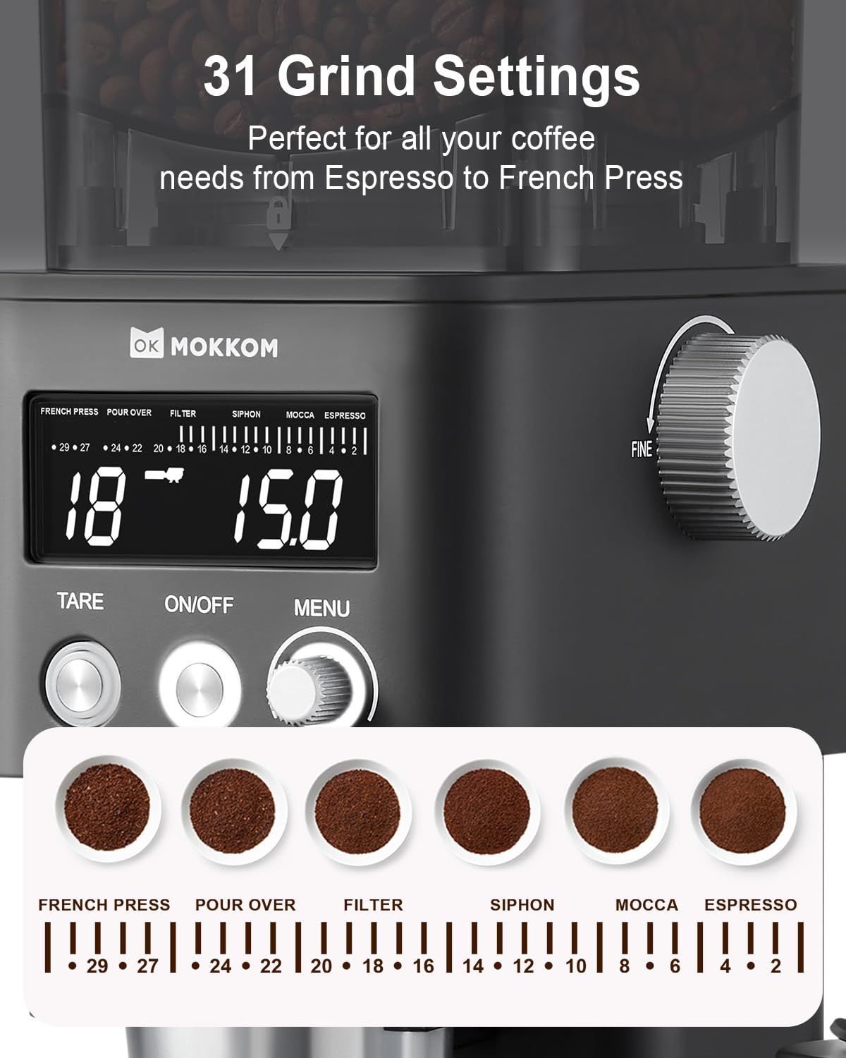 Electric Conical Burr Coffee Grinder with Scale S775557