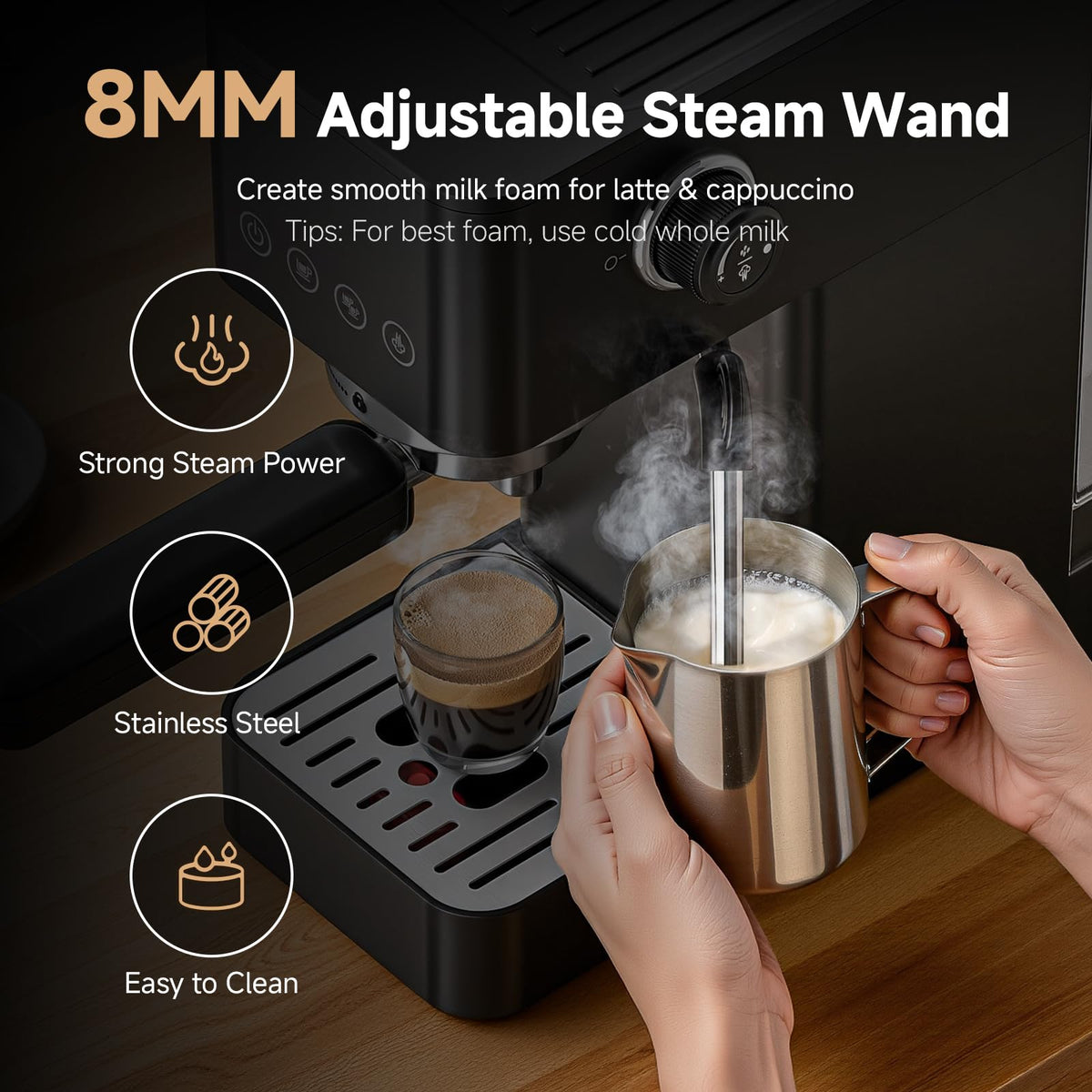 Compact 20 Bar Espresso Machine with Milk Frother X8994