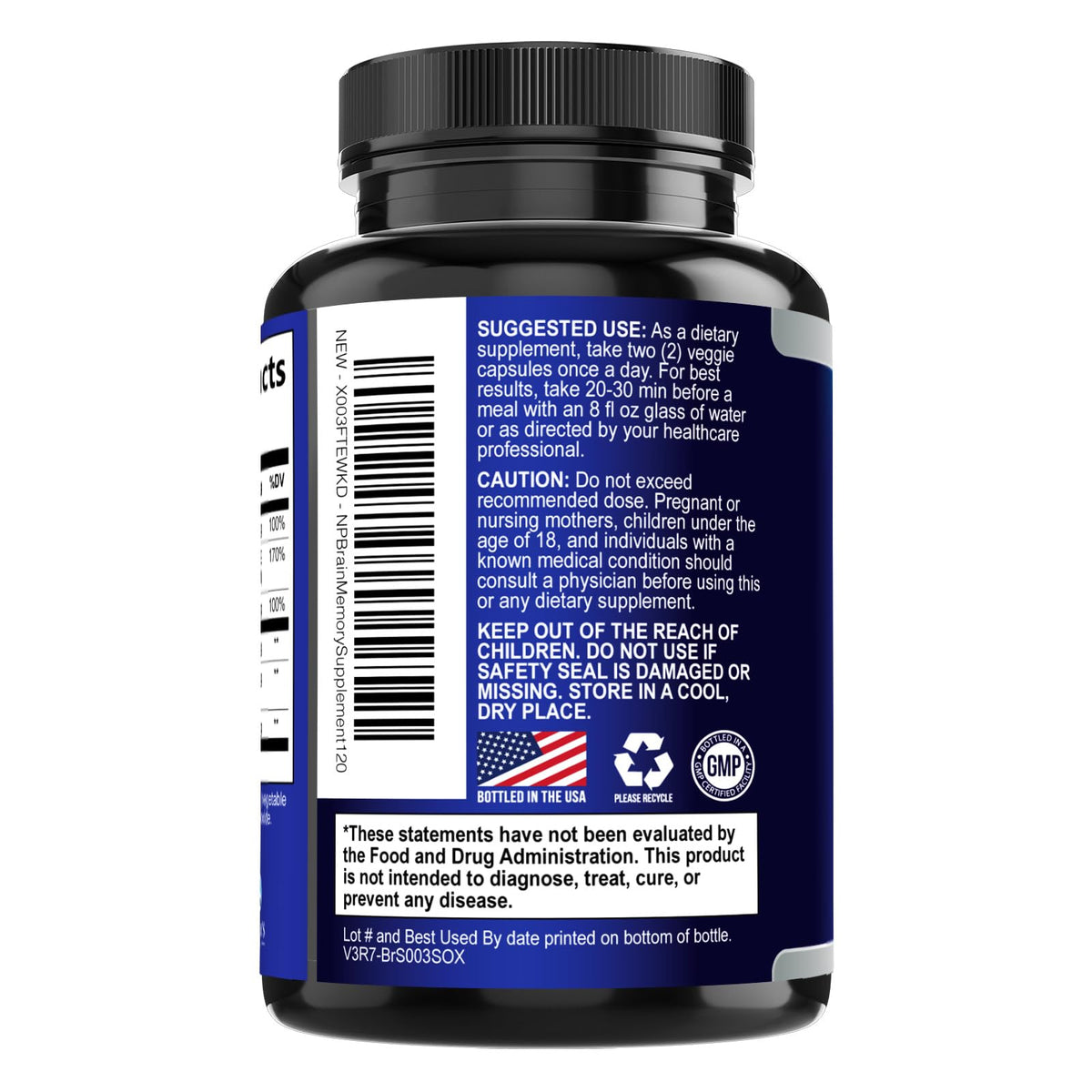 120 Capsules Brain Memory Supplement with Vitamin B6 B12 Folate & Phosphatidylserine K59676