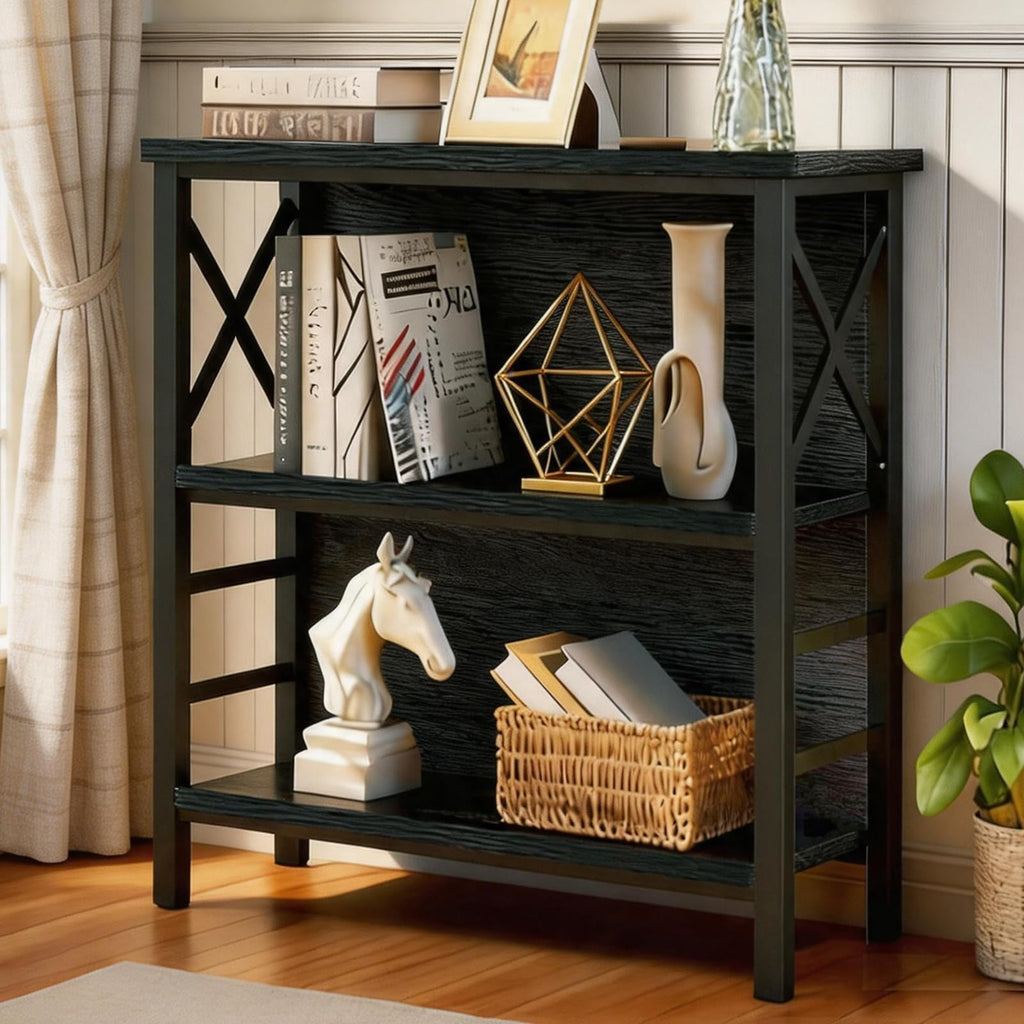 Black 3-Tier Metal Bookshelf P109