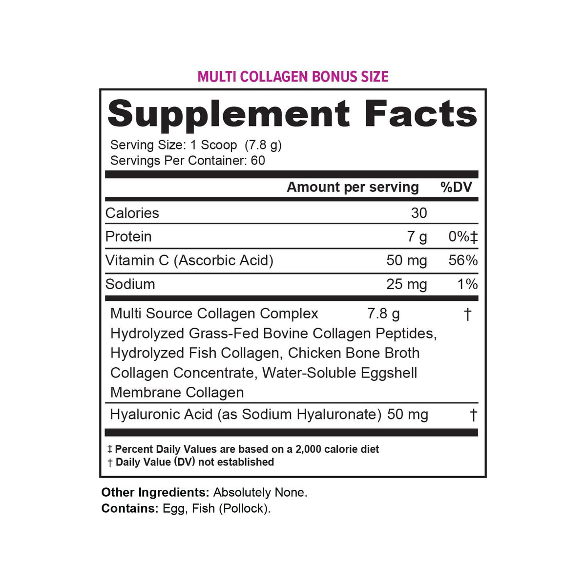 Unflavored Hydrolyzed Multi Collagen Peptides Powder 60 Servings S601399