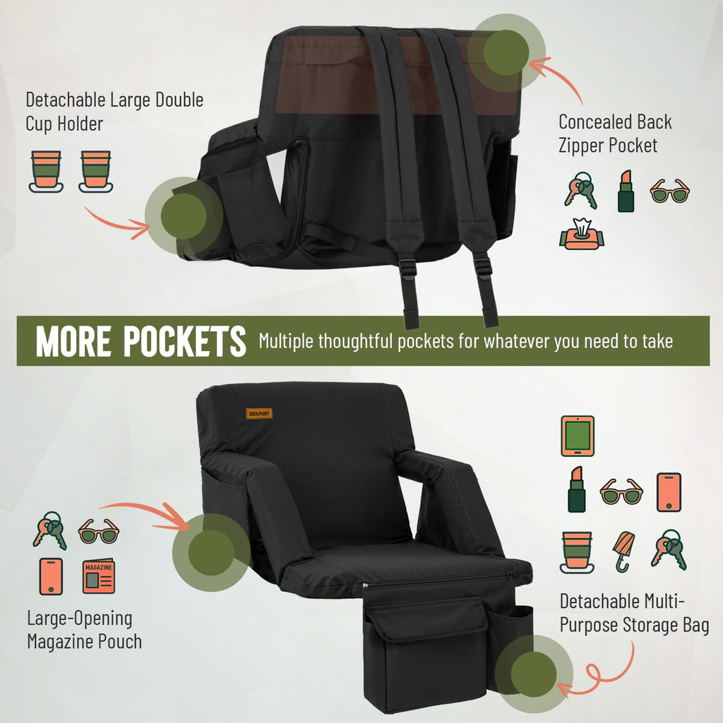 Stadium Seat with Back Support and Armrests, 2-Pack U299