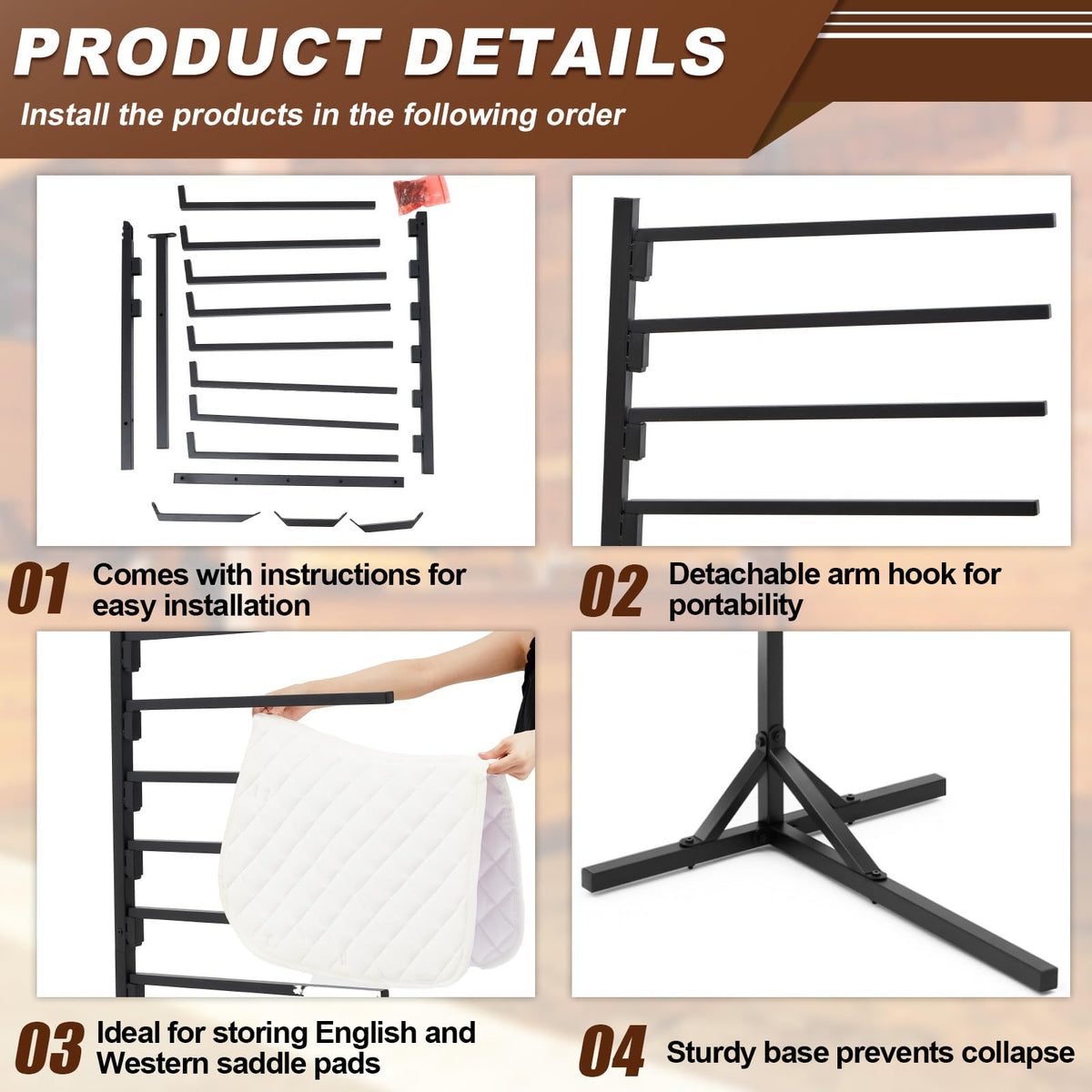 8-Tier Saddle Pad Rack with Stand C7662