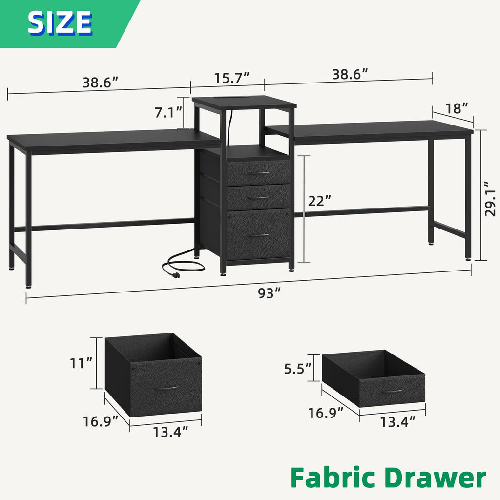 Two Person Desk with Charging Station D708