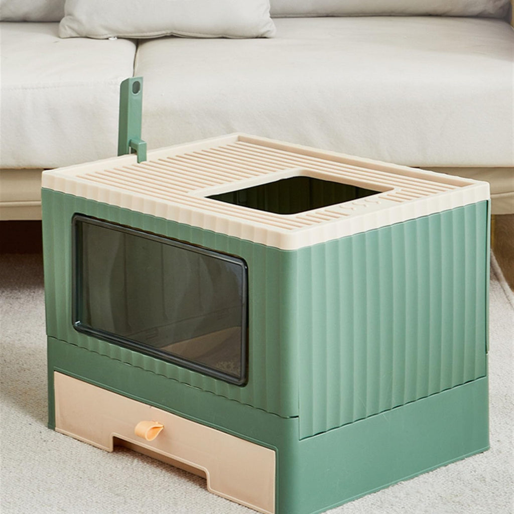 Top Entry Cat Litter Box with Lid Foldable H42288