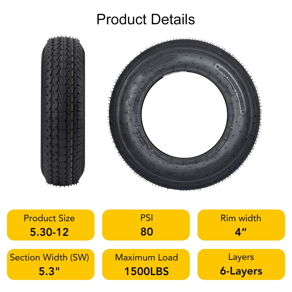 5.3-12 Trailer Tires Load Range C 6PR T60661