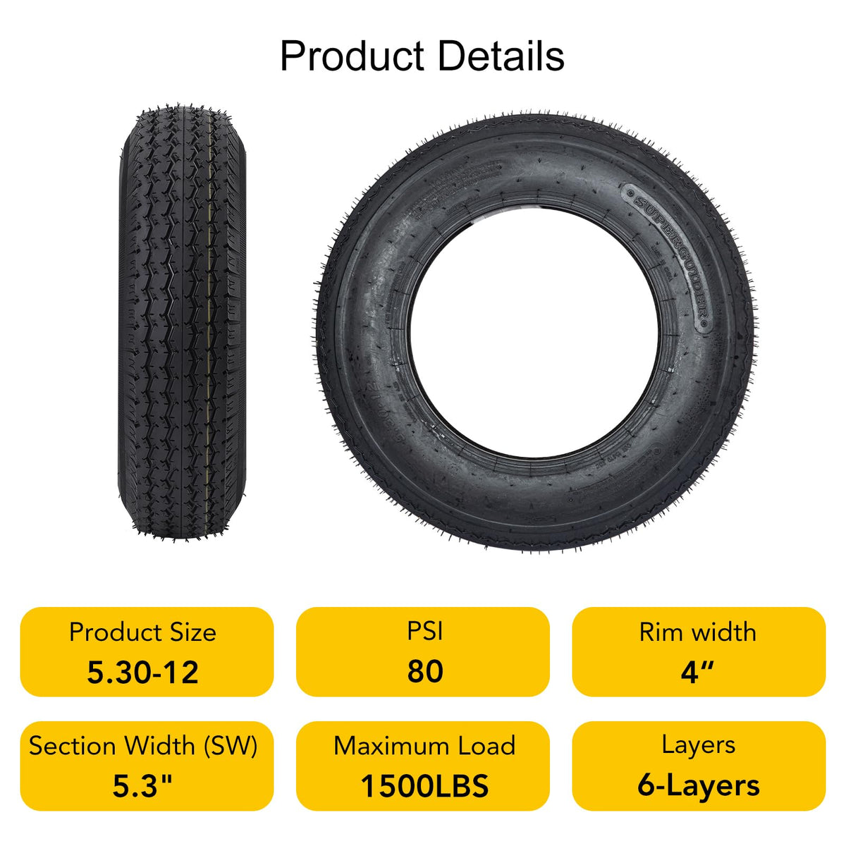 5.3-12 Trailer Tires Load Range C 6PR T60661