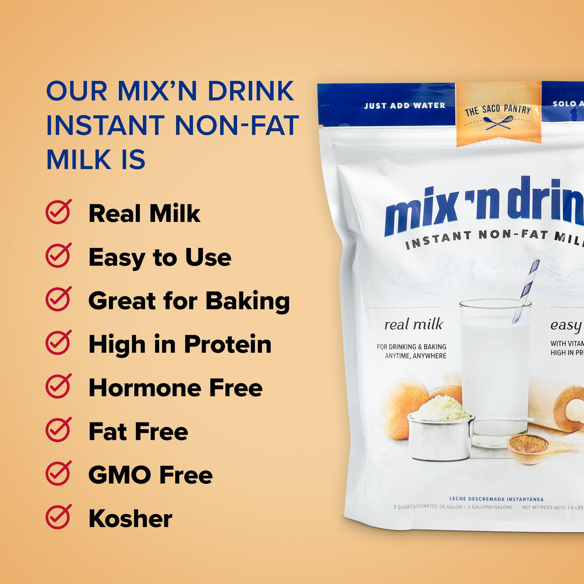 Instant Skim Milk, Fat-Free, Makes 10 Gallons W422