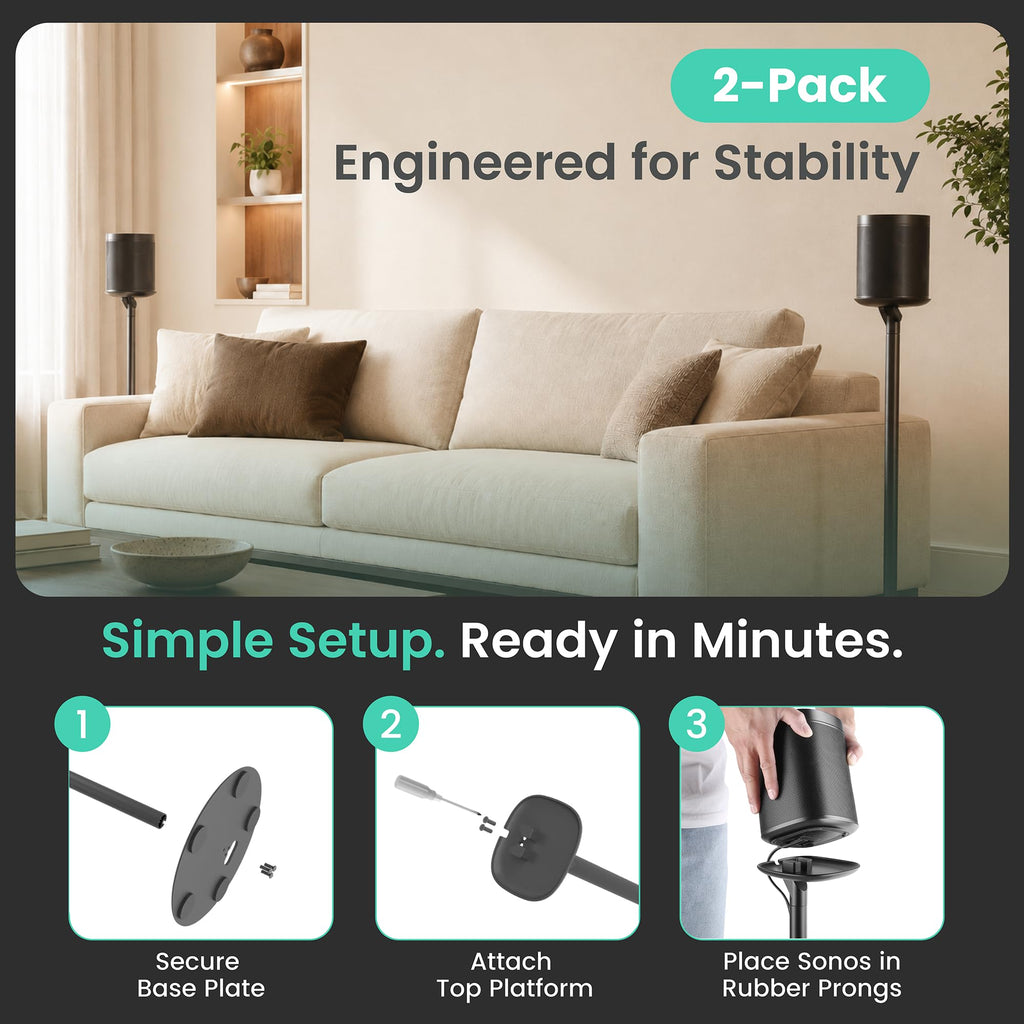 Black 2 Pack Speaker Stands W299064