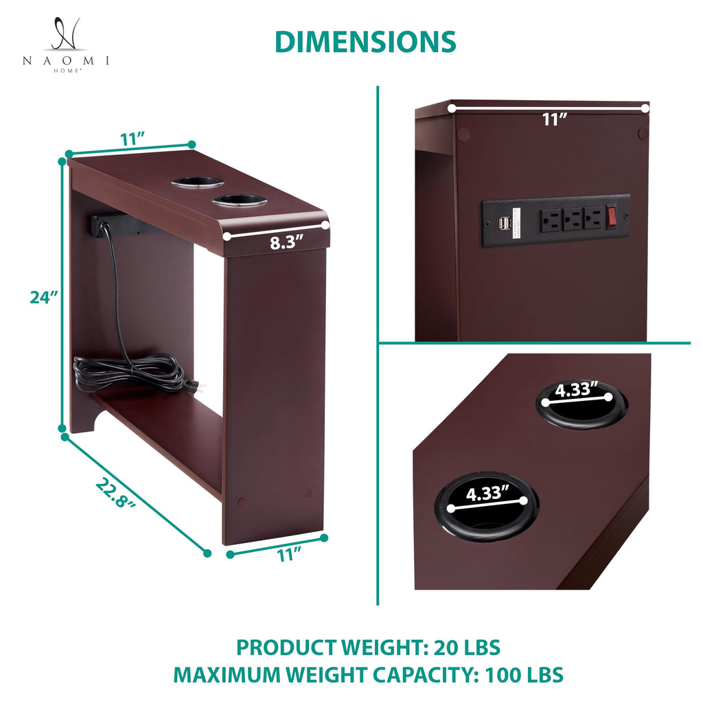 Cherry Nightstand with Charging Station X799