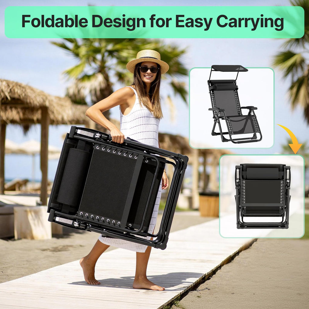 Zero Gravity Reclining Camping Chair with Canopy F50375