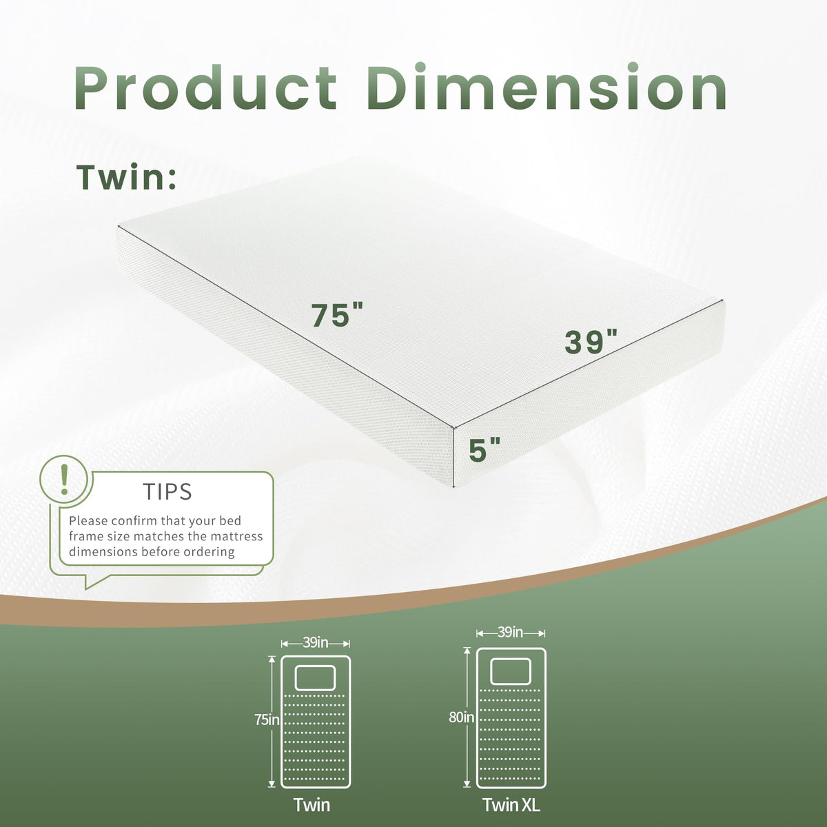 Twin 5 Inch Memory Foam Mattress Z960