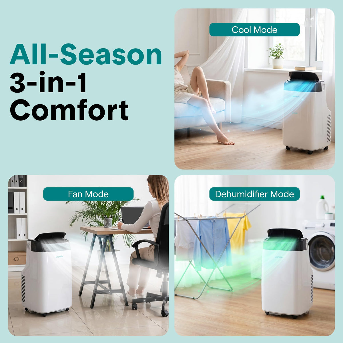 Portable Air Conditioner 8000 BTU 3-in-1 with Window Kit and Remote U989