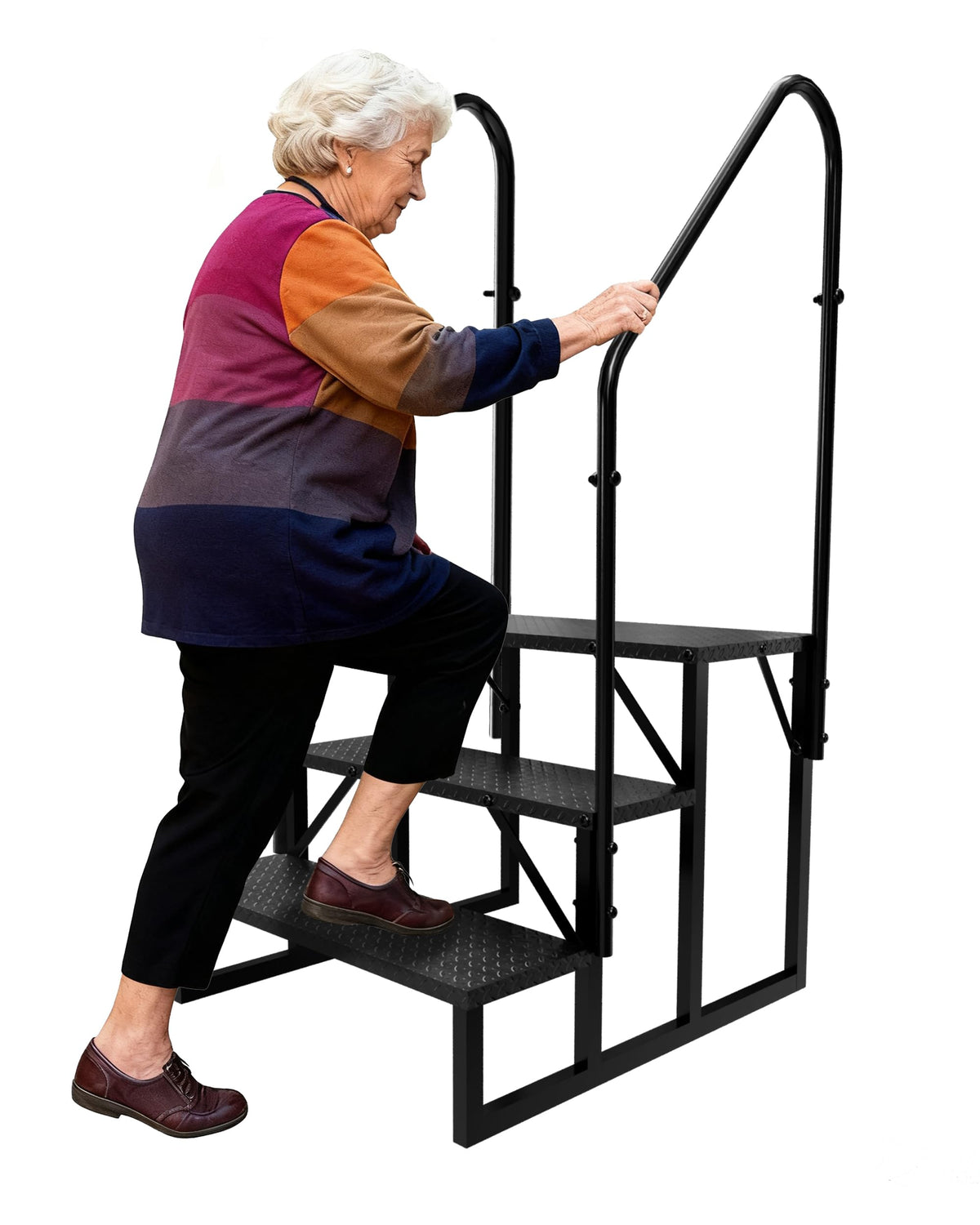3 Step RV Steps with 2 Handrails J38394
