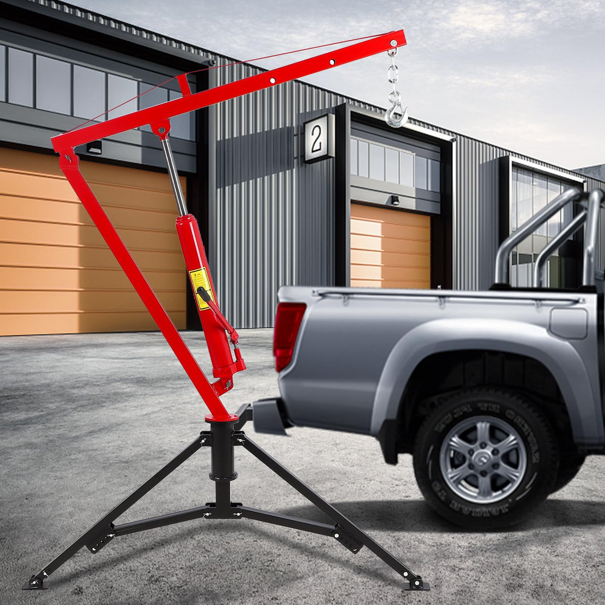 Hydraulic Pickup Truck Crane 360° Swivel 2-Inch Hitch Receiver 1000 Lbs K71543
