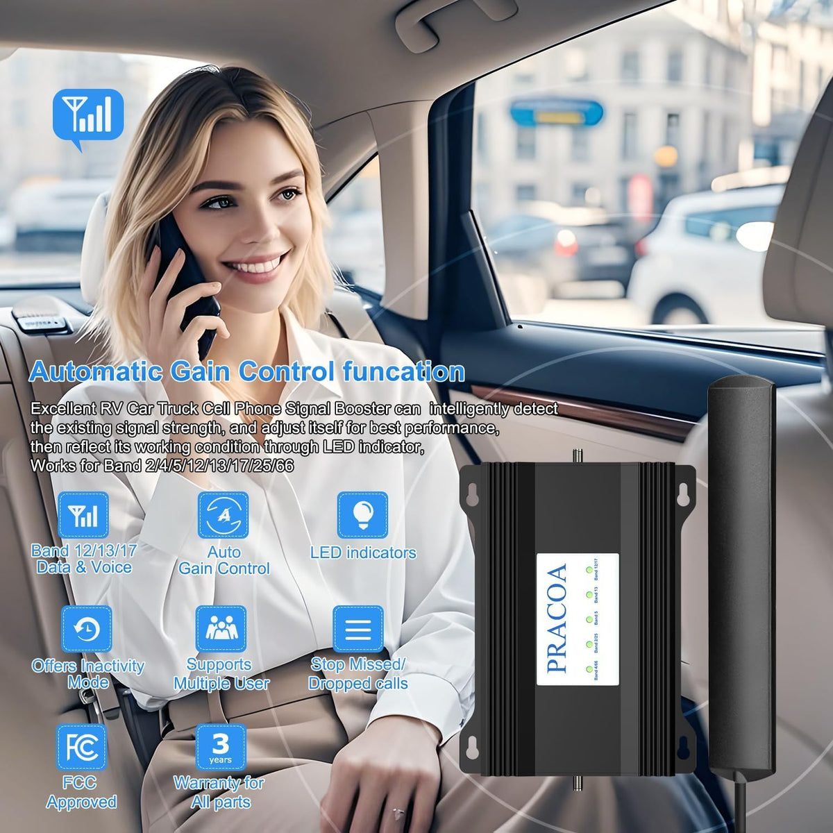Cell Phone Signal Booster for Car RV SUV 5G 4G LTE J9393