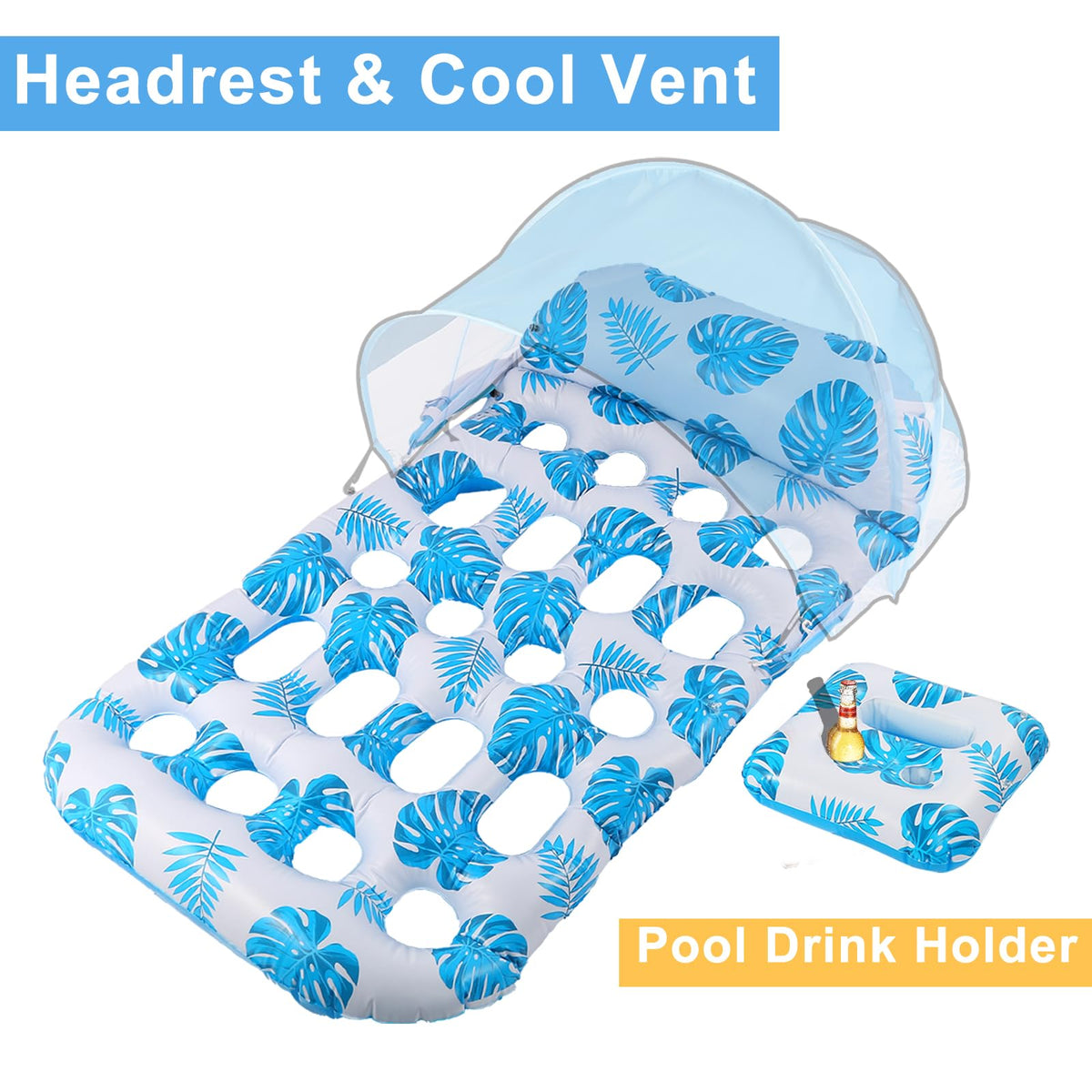 Inflatable Pool Float with UPF 50+ Sunshade Canopy N2694