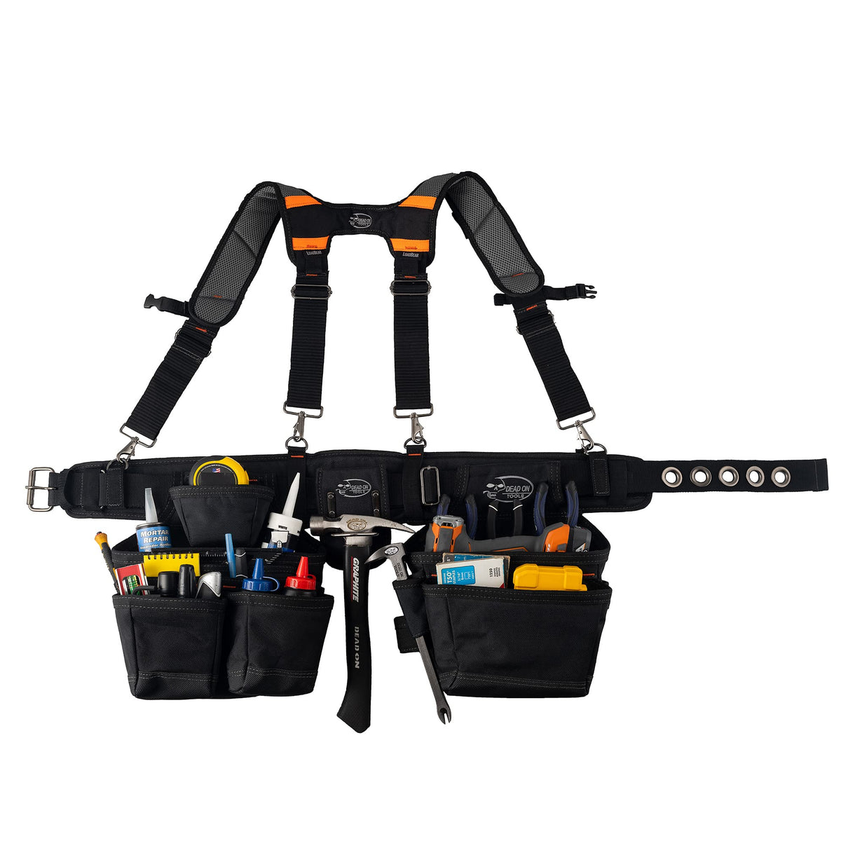 Black 1680 Denier Poly Carpenter’s Tool Belt with Suspenders D1234