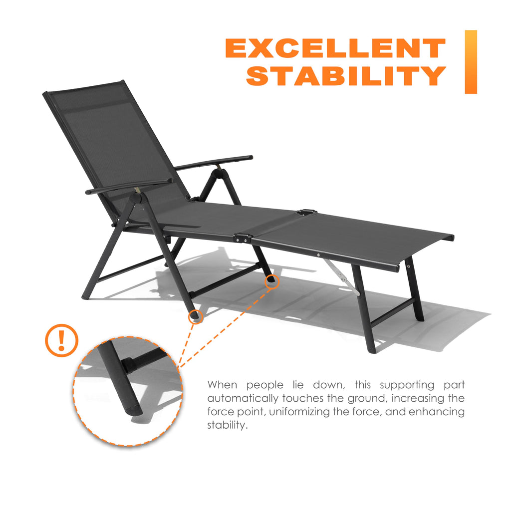 Folding Beach Lounge Chair 2-Pack Grey Textilene L9303