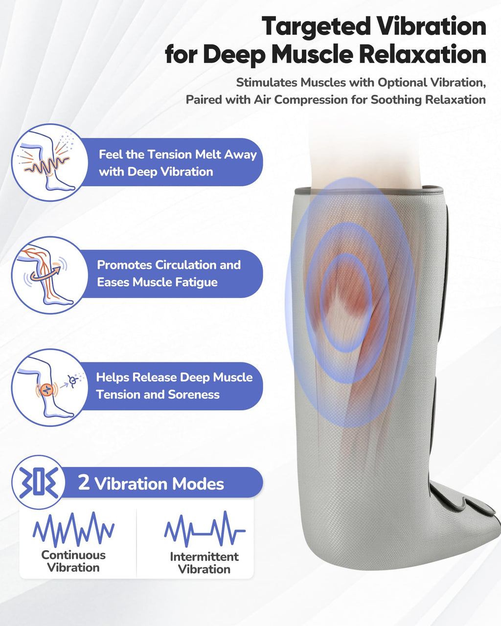 Air Compression Leg Massager with Heat, Foot and Calf Massager, 9 Intensity, 4 Modes, 3 Heating W7044