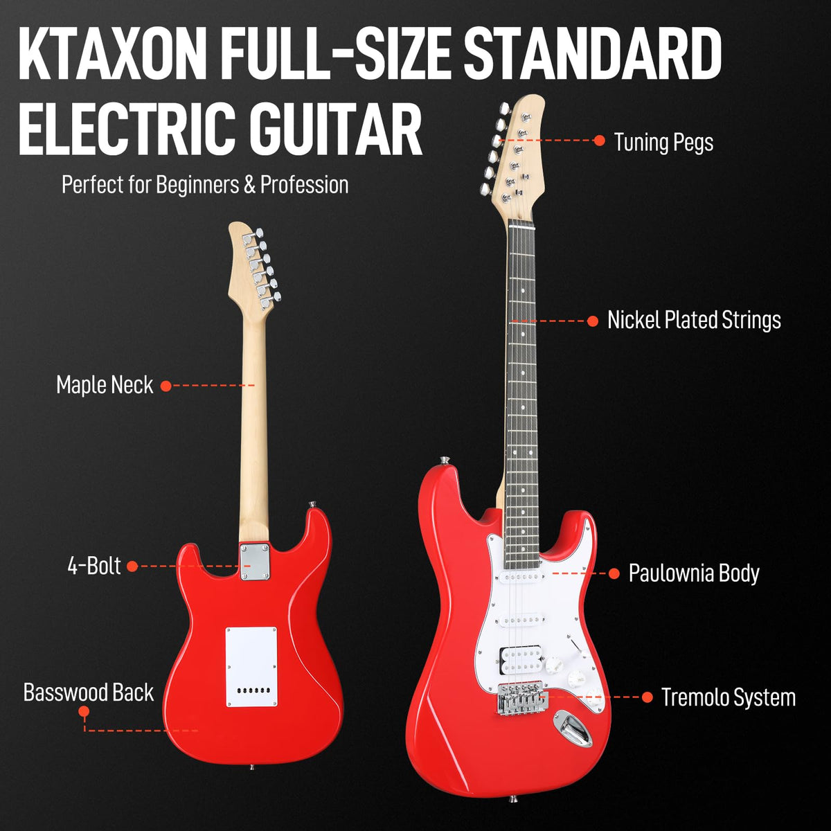 39 Inch Red Electric Guitar Kit with Amp E43671