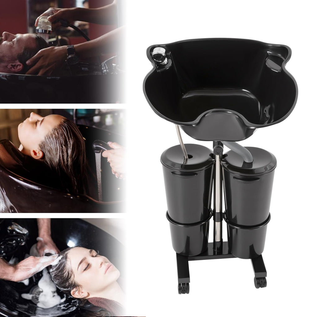 Portable Shampoo Bowl with Electric Pump, 2 Bucket Height Adjustable S8669